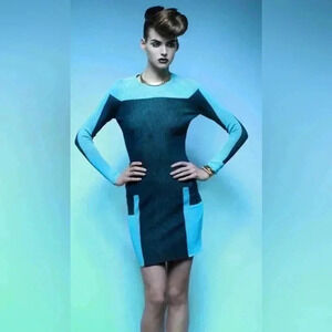 Alexander Wang black green  style bodycon trendy day 2 nite stretch mini dress S